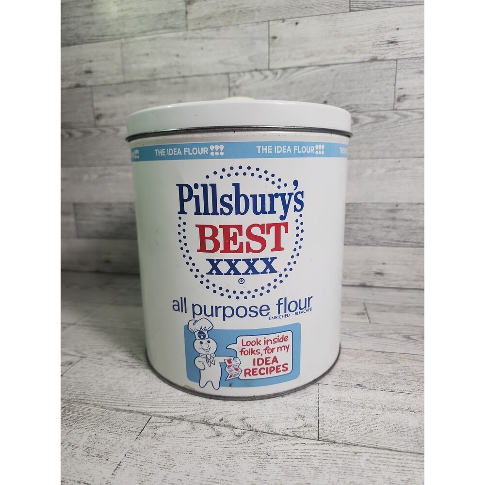 Vintage Pillsbury's Best XXXX All Purpose Flour Metal Tin Button Lid J L Clark
